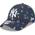 kepure-islenkta-tamsiai-melyna-reguliuojamas-vaikams-9forty-festive-new-york-yankees-mlb-new-era