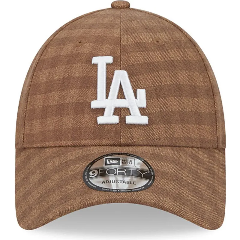regulowana-brazowa-czapka-z-zakrzywionym-daszkiem-9forty-flannel-los-angeles-dodgers-mlb-od-new-era