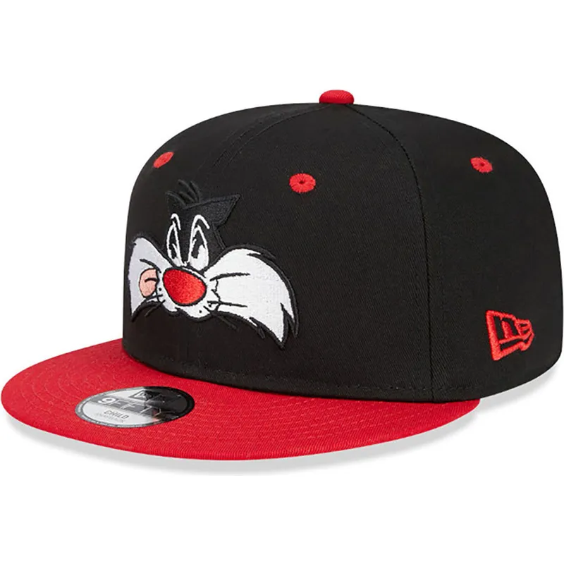 kepure-plokscia-juoda-snapback-9fifty-silvestre-looney-tunes-new-era