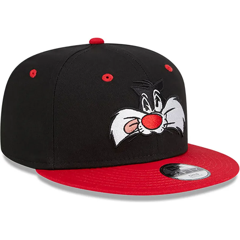 kepure-plokscia-juoda-snapback-9fifty-silvestre-looney-tunes-new-era