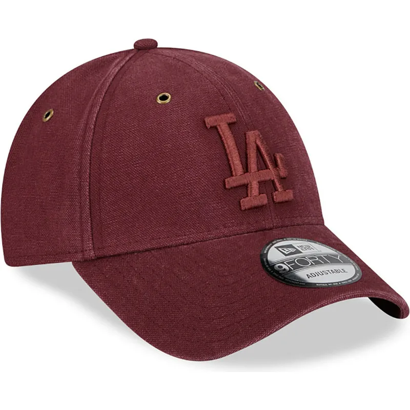kepure-islenkta-raudona-reguliuojamas-9forty-washed-canvas-los-angeles-dodgers-mlb-new-era