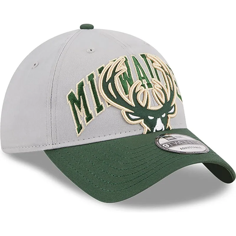 cap-islenkta-gray-adjustable-strap-9twenty-tip-off-2023-milwaukee-bucks-nba-new-era