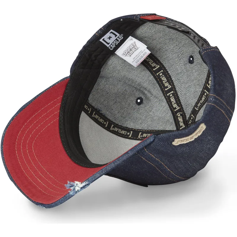 kepure-islenkta-tamsiai-melyna-snapback-denim-loo8-coy1-kojotas-looney-tunes-capslab