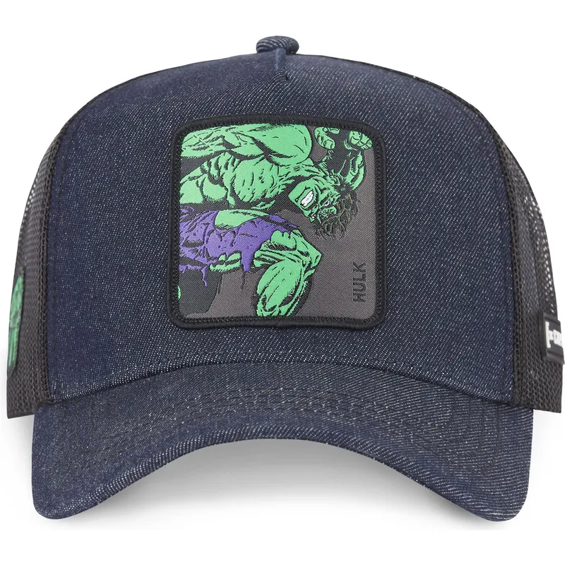 kepure-islenkta-tamsiai-melyna-snapback-denim-mar6-hul1-hulk-marvel-comics-capslab