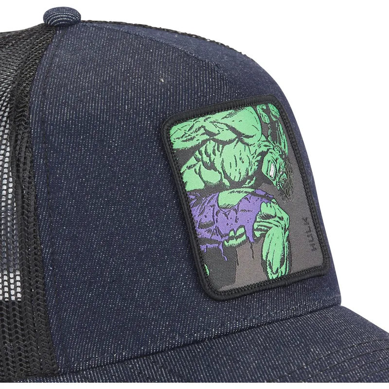 kepure-islenkta-tamsiai-melyna-snapback-denim-mar6-hul1-hulk-marvel-comics-capslab