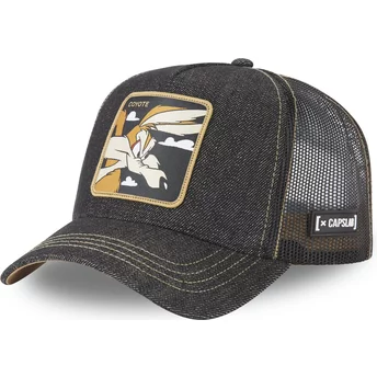 Capslab Wile E. Coyote LOO8 COY2 Looney Tunes Black Denim Trucker Hat
