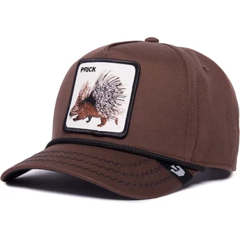 brazowa-czapka-z-daszkiem-snapback-jezozwierz-prick-porcupine-100-the-farm-all-over-canvas-od-goorin-bros