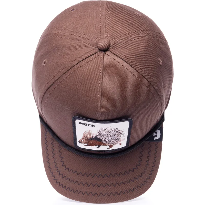 brazowa-czapka-z-daszkiem-snapback-jezozwierz-prick-porcupine-100-the-farm-all-over-canvas-od-goorin-bros