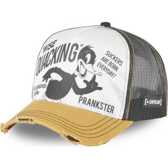Czapka trucker biała, czarna i żółta Kaczor Daffy LOO8 DUC1 Looney Tunes od Capslab