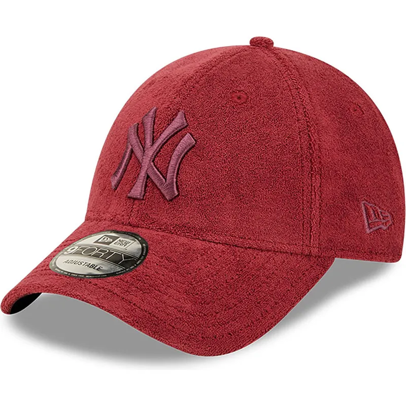kepure-islenkta-raudona-reguliuojamas-9forty-towelling-new-york-yankees-mlb-new-era