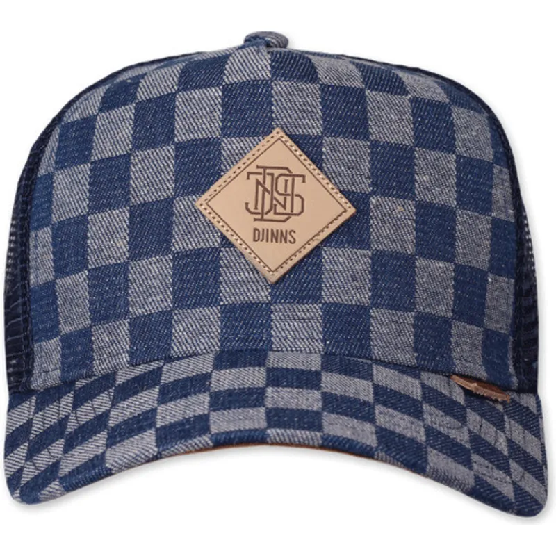 kepure-islenkta-melyna-snapback-hft-denim-check-djinns