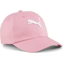 rozowa-zakrzywiona-czapka-dziecieca-z-regulacja-essentials-cat-logo-marki-puma