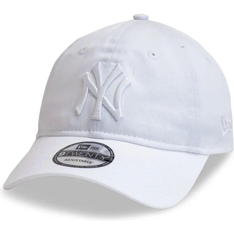 biala-regulowana-czapka-z-zakrzywionym-daszkiem-z-bialym-logo-9twenty-league-essential-new-york-yankees-mlb-new-era