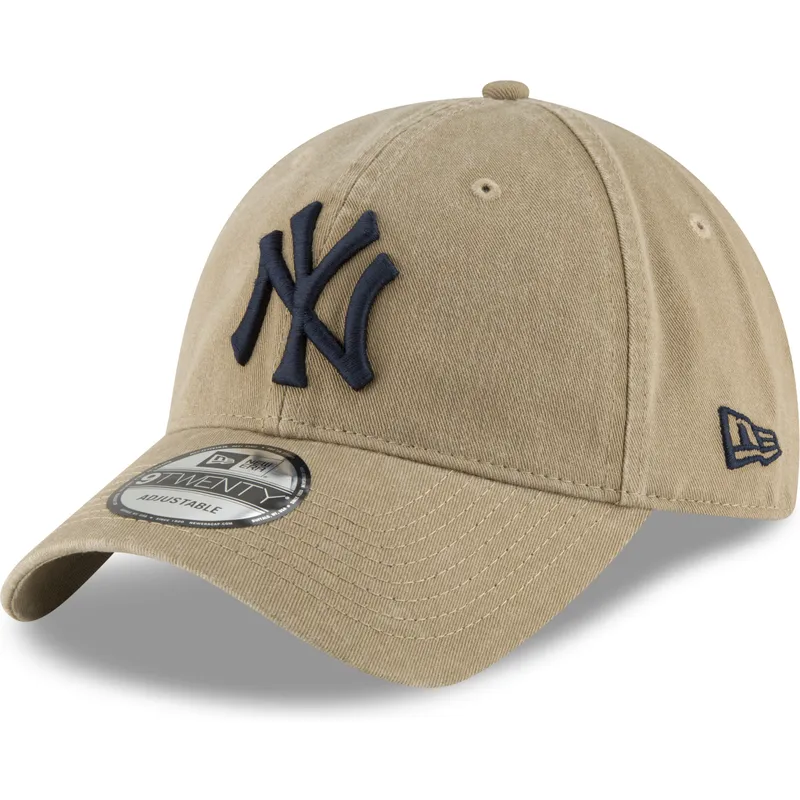 brazowa-jasna-regulowana-czapka-z-zakrzywionym-daszkiem-z-granatowym-logo-9twenty-core-classic-new-york-yankees-mlb-new-era