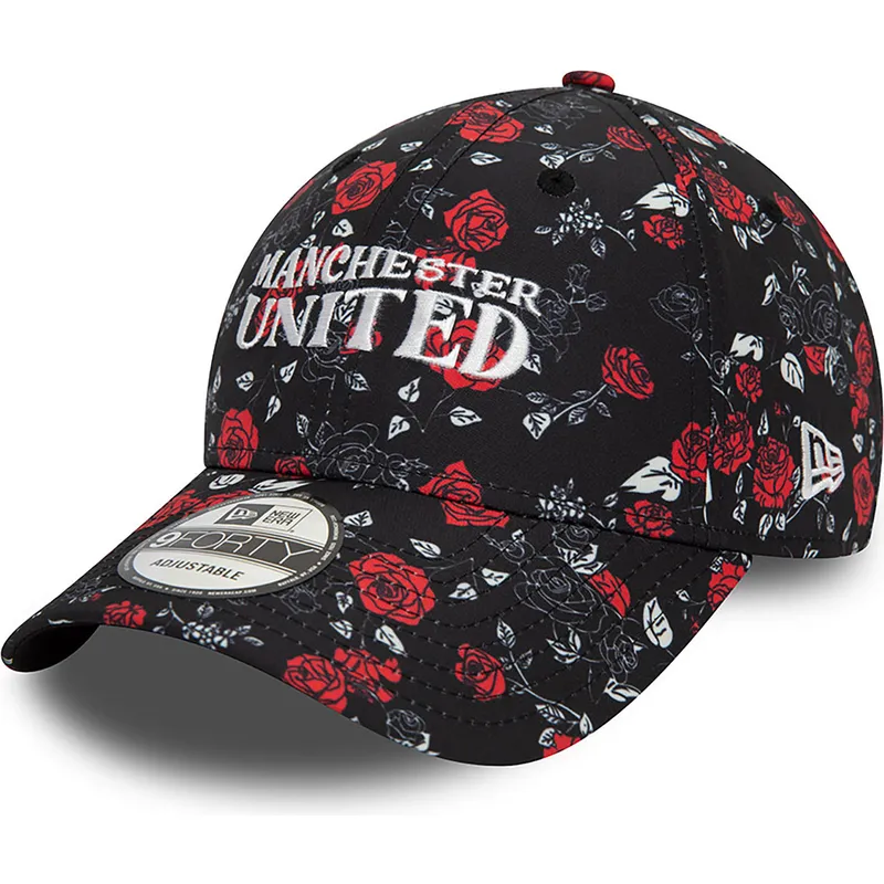 czarna-i-czerwona-regulowana-czapka-z-zakrzywionym-daszkiem-9forty-floral-all-over-print-manchester-united-football-club-premier