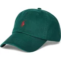 polo-ralph-lauren-curved-brim-red-logo-cotton-chino-classic-sport-dark-green-adjustable-cap