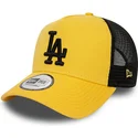 zolto-czarna-czapka-trucker-z-czarnym-logo-a-frame-league-essential-los-angeles-dodgers-mlb-od-new-era