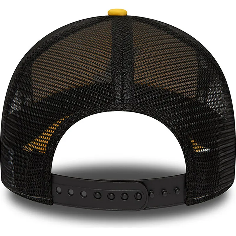 zolto-czarna-czapka-trucker-z-czarnym-logo-a-frame-league-essential-los-angeles-dodgers-mlb-od-new-era