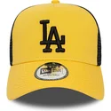 zolto-czarna-czapka-trucker-z-czarnym-logo-a-frame-league-essential-los-angeles-dodgers-mlb-od-new-era