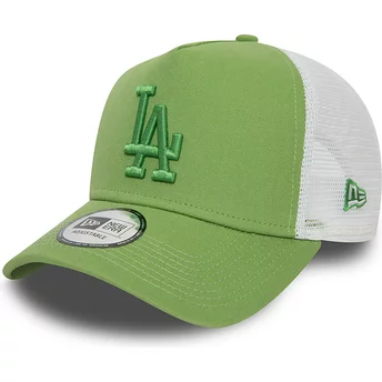 New Era Green Logo A Frame League Essential Los Angeles Dodgers MLB Green and White Trucker Hat