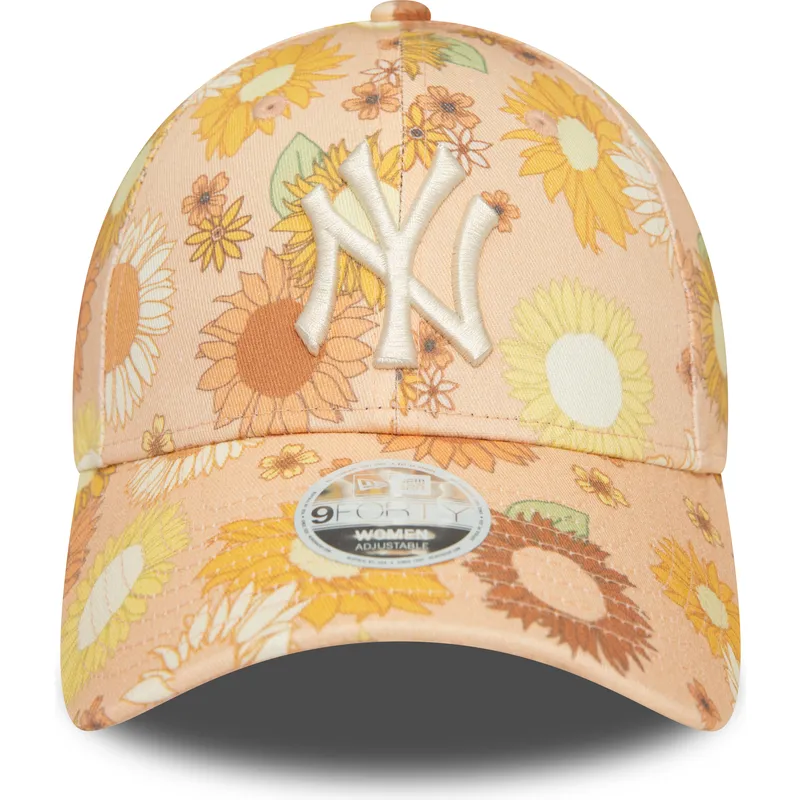 kepure-islenkta-oranzine-reguliuojamas-9forty-floral-all-over-print-new-york-yankees-mlb-new-era