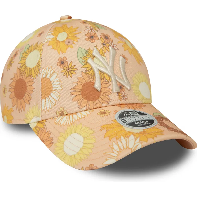 kepure-islenkta-oranzine-reguliuojamas-9forty-floral-all-over-print-new-york-yankees-mlb-new-era