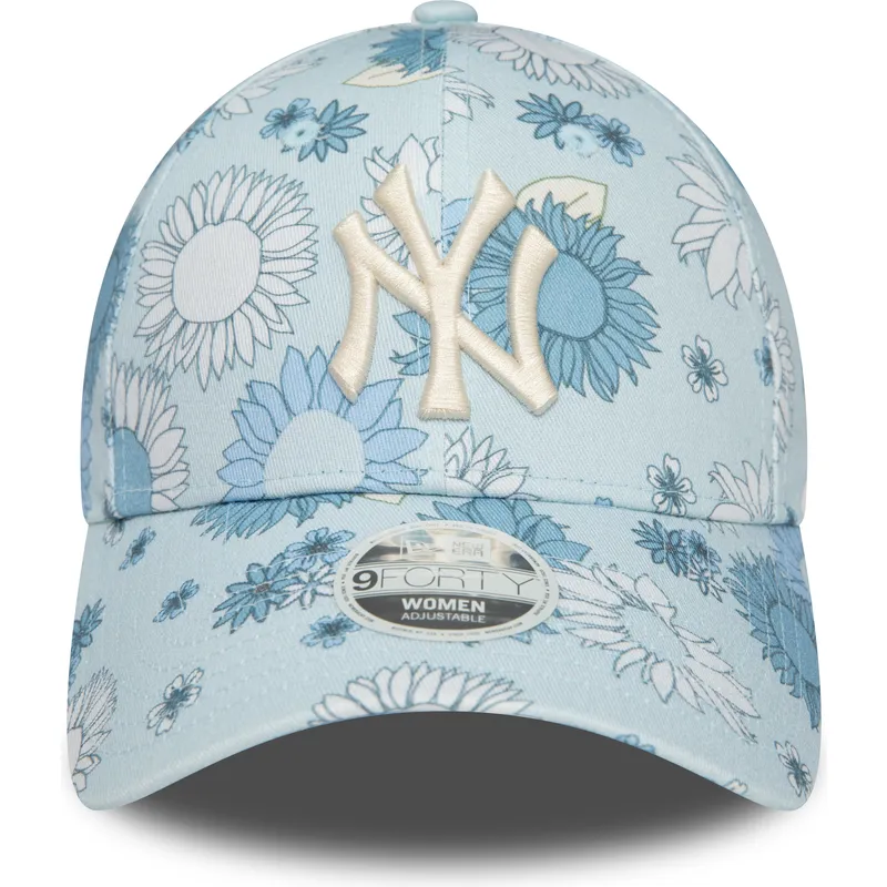 kepure-islenkta-melyna-reguliuojamas-9forty-floral-all-over-print-new-york-yankees-mlb-new-era
