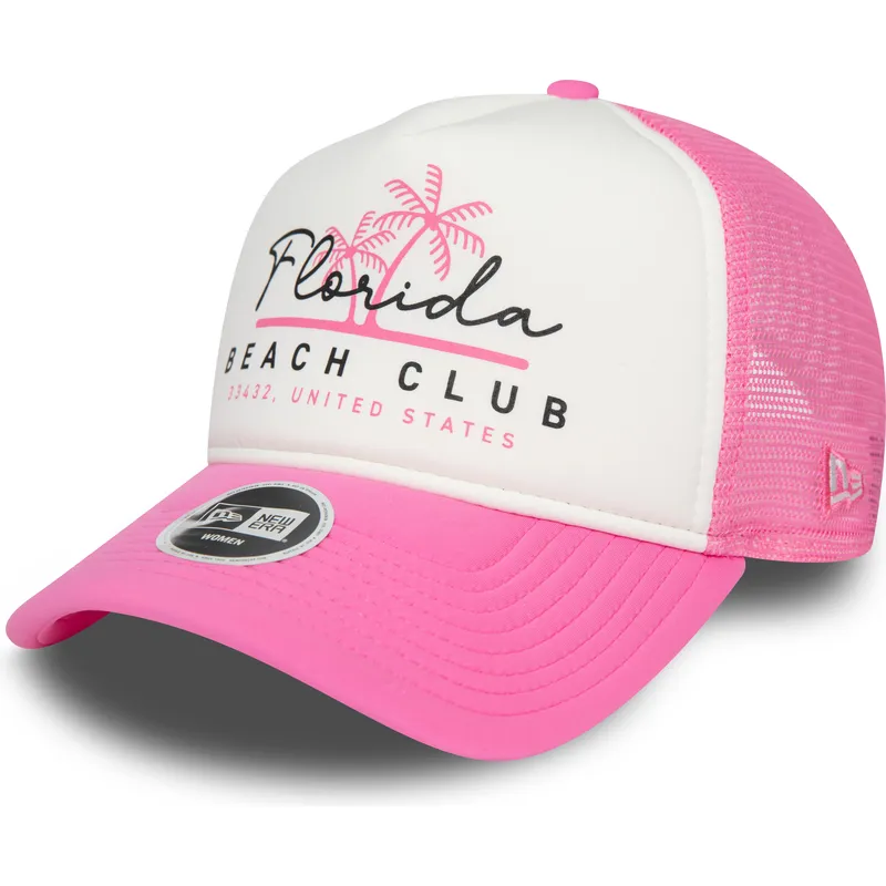 biala-i-rozowa-damska-czapka-trucker-z-piankowym-frontem-a-frame-florida-beach-club-od-new-era