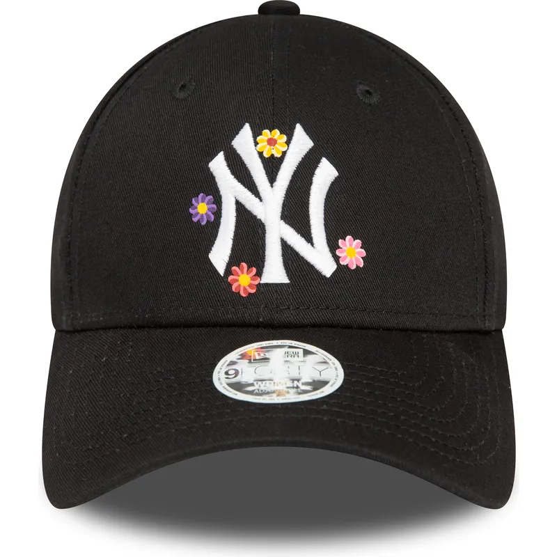 kepure-islenkta-juoda-reguliuojamas-9forty-flower-new-york-yankees-mlb-new-era