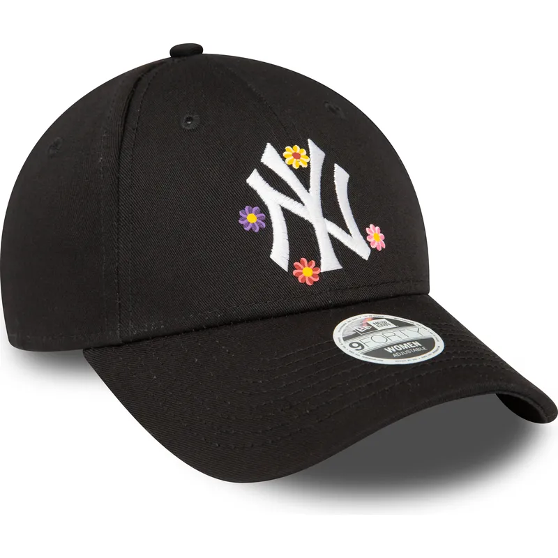 kepure-islenkta-juoda-reguliuojamas-9forty-flower-new-york-yankees-mlb-new-era