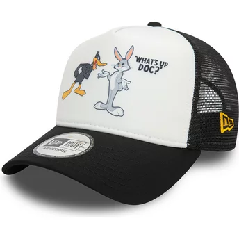 New Era Bugs Bunny and Daffy Duck A Frame Character Looney Tunes White and Black Trucker Hat