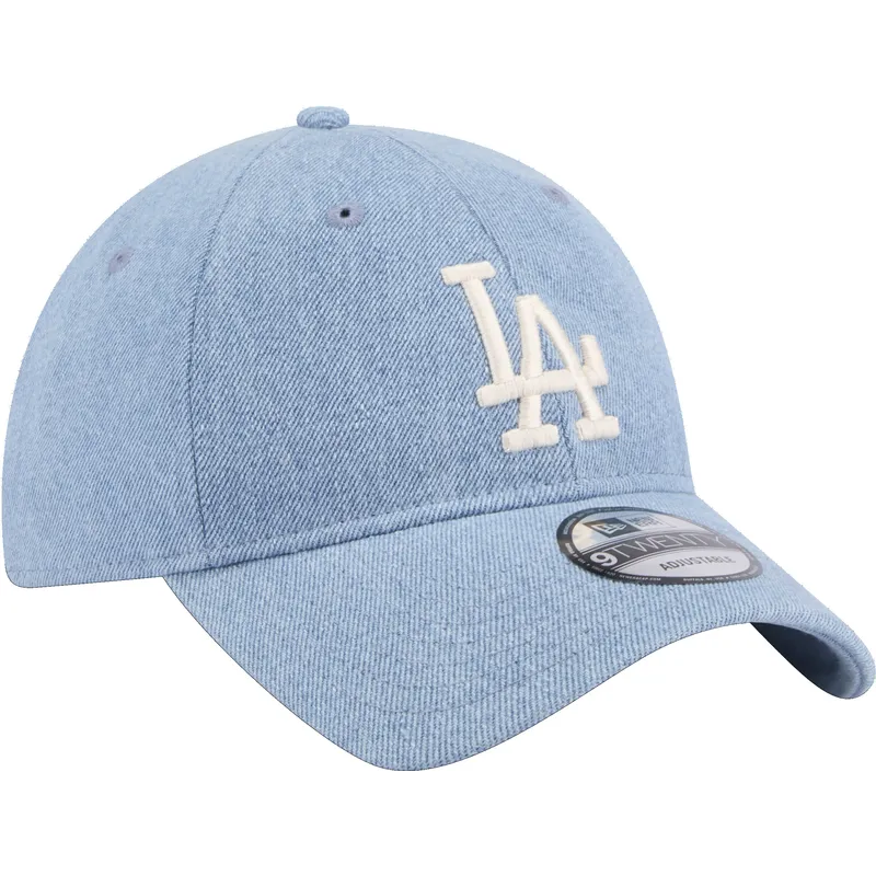 regulowana-niebieska-czapka-z-zakrzywionym-daszkiem-9twenty-washed-denim-los-angeles-dodgers-mlb-od-new-era