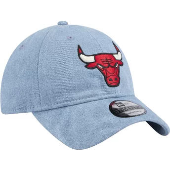 New Era Curved Brim 9TWENTY Washed Denim Chicago Bulls NBA Blue Adjustable Cap
