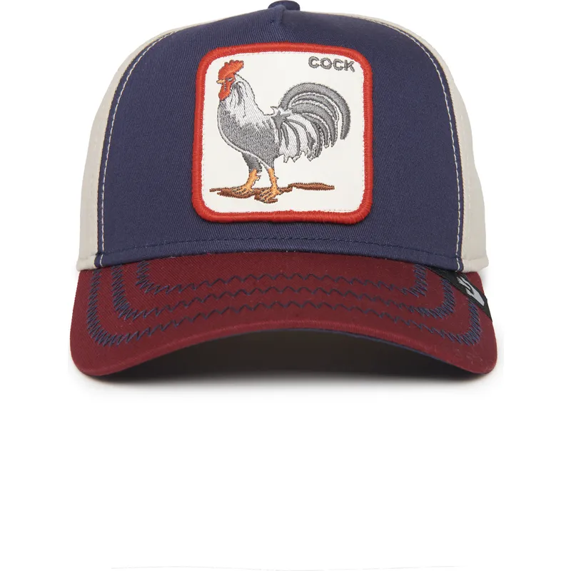 granatowa-bezowa-i-czerwona-zakrzywiona-czapka-snapback-kogut-cock-all-american-rooster-100-the-farm-all-over-canvas-od-goorin-b