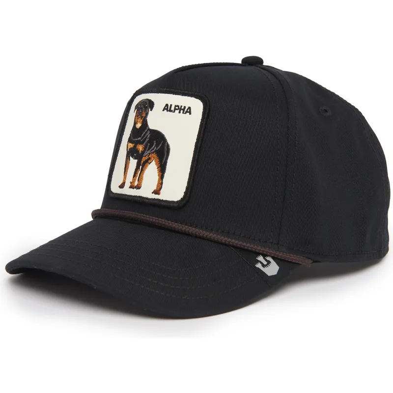 czarna-czapka-z-zakrzywionym-daszkiem-snapback-pies-rottweiler-alpha-dog-100-the-farm-all-over-canvas-od-goorin-bros