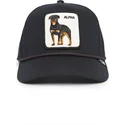 czarna-czapka-z-zakrzywionym-daszkiem-snapback-pies-rottweiler-alpha-dog-100-the-farm-all-over-canvas-od-goorin-bros