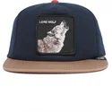 granatowo-brazowa-plaska-czapka-snapback-wilk-lone-wolf-one-pack-the-farm-flats-od-goorin-bros