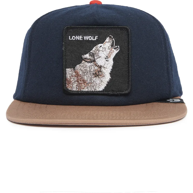 granatowo-brazowa-plaska-czapka-snapback-wilk-lone-wolf-one-pack-the-farm-flats-od-goorin-bros