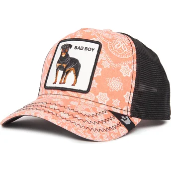 Czapka trucker różowo-czarna pies rottweiler Bad Boy Lovesexy The Farm Paisley od Goorin Bros.