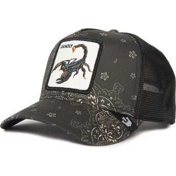 Goorin Bros. Scorpion Deadly Diamonds And Pearls The Farm Paisley Black Trucker Hat