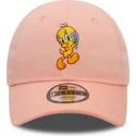 rozowa-regulowana-czapka-z-zakrzywionym-daszkiem-dla-dzieci-9forty-z-tweety-looney-tunes-od-new-era