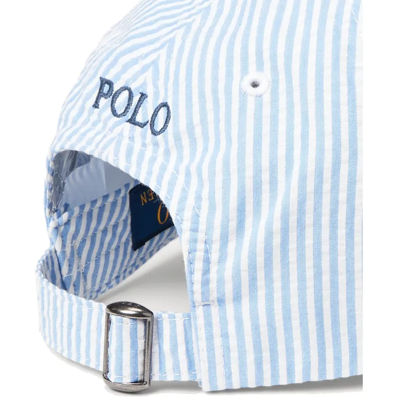 kepure-islenkta-melyna-reguliuojamas-cotton-seersucker-polo-ralph-lauren