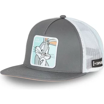 Capslab Bugs Bunny LOO8 BUG Looney Tunes Grey Flat Brim Trucker Hat