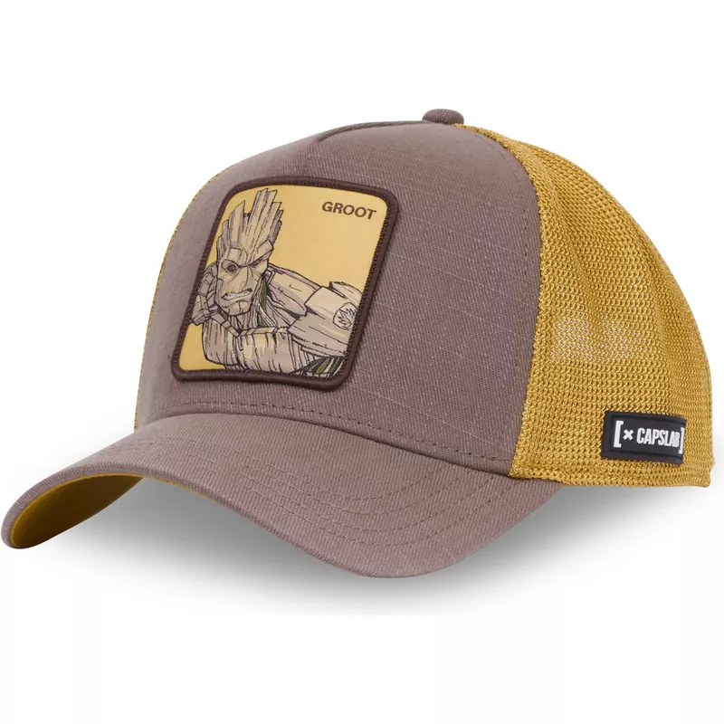 capslab-groot-gro1-marvel-comics-brown-and-yellow-trucker-hat