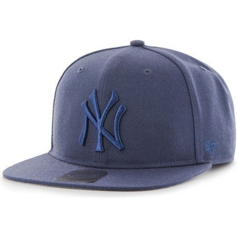 47-brand-flat-brim-large-logo-new-york-yankees-mlb-no-shot-blue-snapback-cap