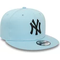 new-era-flat-brim-black-logo-9fifty-league-essential-new-york-yankees-mlb-light-blue-snapback-cap