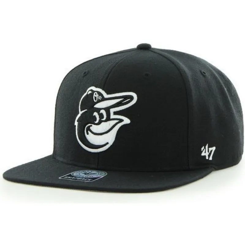kepure-plokscia-juoda-snapback-mascota-baltimore-orioles-mlb-47-brand