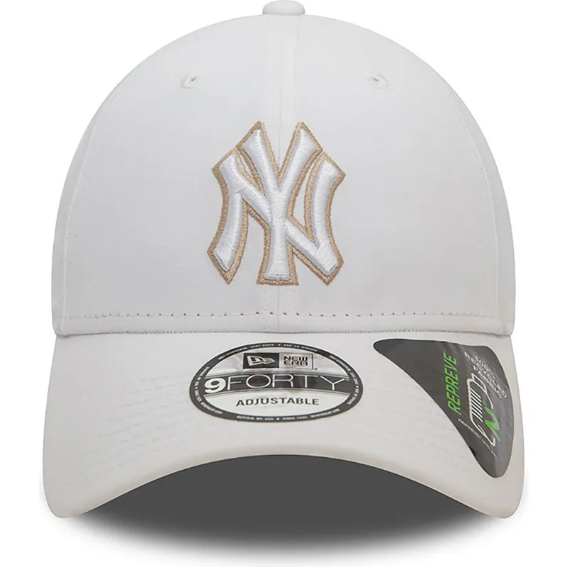 kepure-islenkta-balta-reguliuojamas-9forty-repreve-outline-new-york-yankees-mlb-new-era