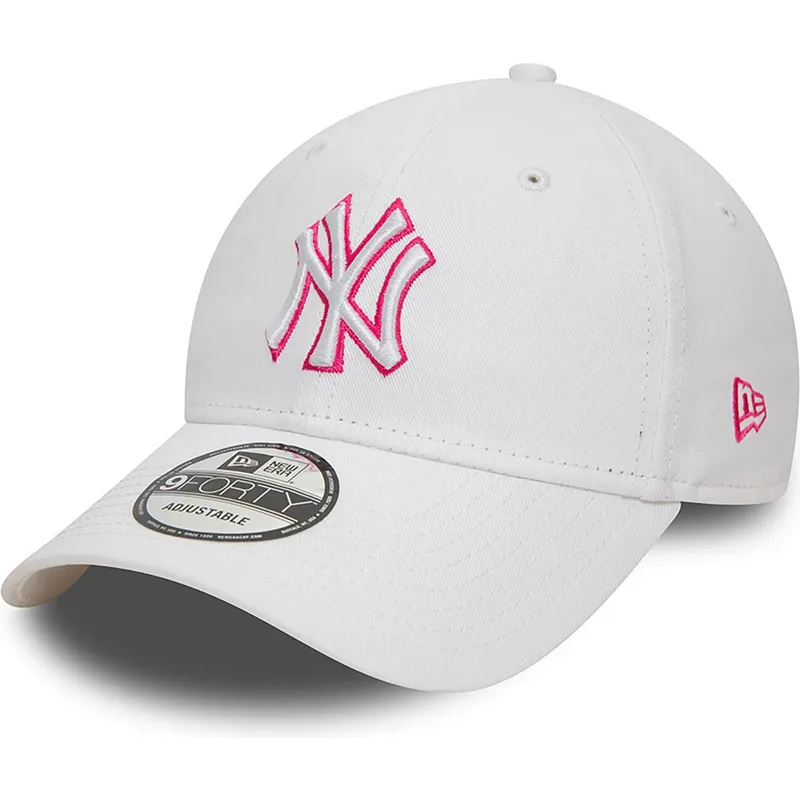 kepure-islenkta-balta-reguliuojamas-rosa-9forty-team-outline-new-york-yankees-mlb-new-era