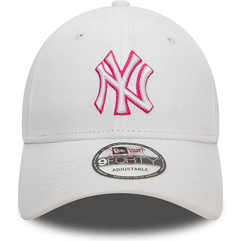 kepure-islenkta-balta-reguliuojamas-rosa-9forty-team-outline-new-york-yankees-mlb-new-era